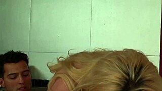 Blonde Petite Milf Riding Huge Cock on Bed With Wild Handjob Moves