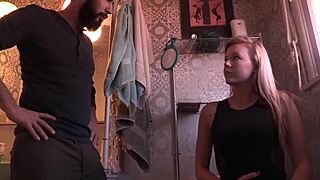 Hardcore Bathroom Sex with Older Man Ripping Clothes