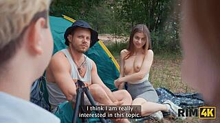 Rim4k action with 2 girls and 1 cleanup. Can they handle the wild anal camping fun outdoors?