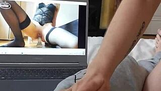 My girlfriend watches me while I enjoy amateur videos