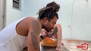 Brown-skinned woman uses her assets to masturbate and gets soaked with cum