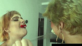 two naughty half-sisters struggling with a massive cock in wild action
