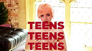 An 18-year-old girl wanks her pussy in public
