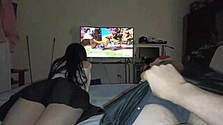 The hot girl in the skirt is asking to be taken hard