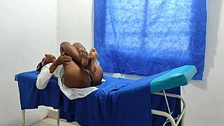 Uh, horny nurse got me in doc's office, then patient joined for sex...