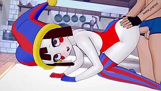 Pomni wears swimming suit for passionate, censored-free sex