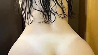 Straight out of the shower, girlfriend bends for doggystyle with her skinny small waist.
