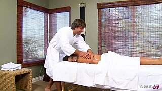 Older guy seduces teen Taylor Russo at massage parlour