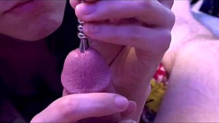The guy got pre cum and fucked deeply in his hole