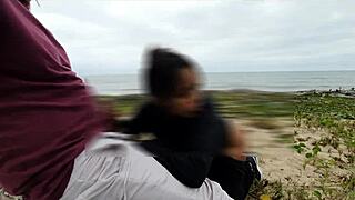 Beach anal day with voyer perverts