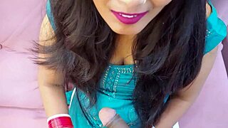 Horny Jija pounds big-ass Desi Indian Sali with closeup blowjob. Rough doggystyle follows.