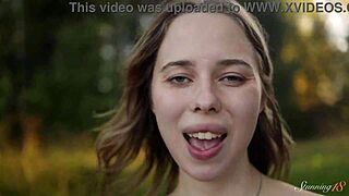 This teen temptress can't resist flashing in nature