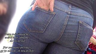 Hey, check out this teen Latina with a big candid ass in tight jeans