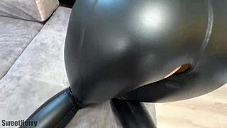 Check this big ass in torn leather leggings. My cheating wife made a hole for deep penetration in a quickie.