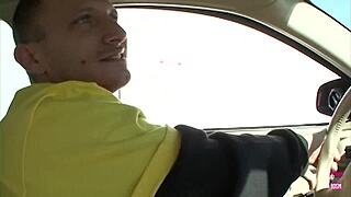 Police Girl Pulls Over Guy for Oily Wet Deepthroat Fuck in Wild Ride