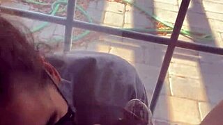 Lightskin Ebony Slut Sucks Big Black Cock by Window. Boyfriend Searches While She Gets Facial Cumshot.