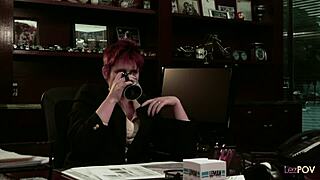 man, my rude redhead boss just dominates her lesbian employee with a strapon.