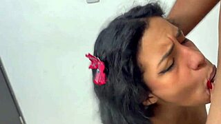 Petite 18-year-old rides hard, draining her stepbrother with fierce skill.