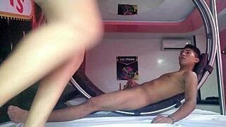Riding BBC in the Ring, Rimming and Dominating Him in Amazon Position. He Creampies Me in Reverse Missionary!