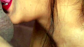 Hey, stepsis gave a messy blowjob with red lipstick!
