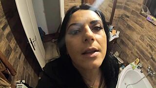 Pissing close up with a hairy intimate view