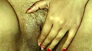 Indian bhabhi slams wet pussy with hard dildo