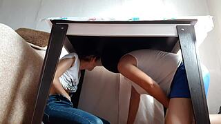 We sneak under the table to touch ourselves with stepparents nearby.
