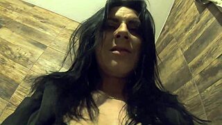 Pissing close up with a hairy intimate view