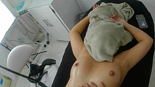 This perverted masseuse couldn’t keep her hands off a young latina during a steamy massage session.