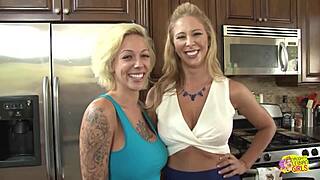 Harlow Harrison and Cherie Deville dive into a taboo lesbian fantasy. Their steamy kitchen encounter is pure heat.