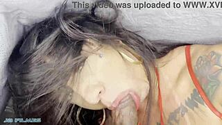 Brazilian Latina with big clit rides cowgirl style. Her wet pussy grips tight in close-up interracial action.