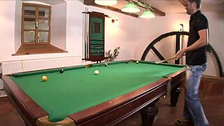 Stepmom Sabrina Blond bent over pool table for rough action