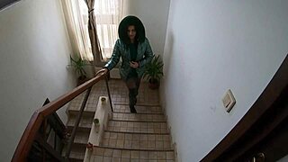 omg, slutty mature cums hard after sucking cock in down-jacket! 😍