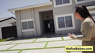 Sexy brunette pays gardener with wet blowjob and juicy pussy - Angelina Moon Logan Xander