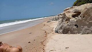 Alpha male filmed banging and creaming on the beach hard