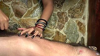 Scratching His Chest and Belly Like a Wildcat with Sexy Long Natural Nails Until Red
