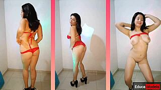 Lauxnow Teases with Striptease Showing Perfect Tits in Heels