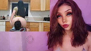 Horny Latina stepmom banging her perverted stepson in the kitchen
