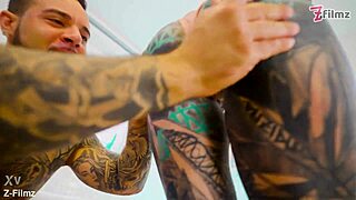 tattooed babe goes hard with atm gaping