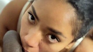I got a steamy POV blowjob from my stepbrother’s huge black cock. This amateur couple, Nysdel, goes wild.