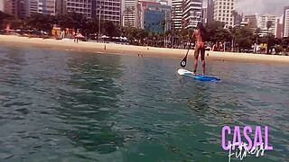 Latina gets drilled hard doggystyle by a massive cock on the beach