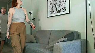 Sexy Redhead Teases Her Man Before Sucking His Hard Cock