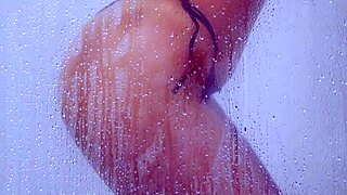 College Tanned Girl Strips in Bikini Shower