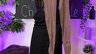 nylon club milf struts in coffee color stockings