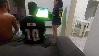 Hey, I bet my wife with my friend and lost, so she had to fuck him hard.