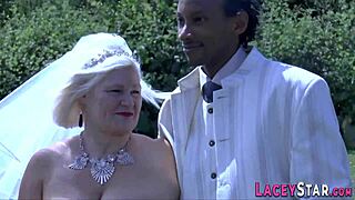 Chubby British Granny Bride In Fishnets And Stockings Rides Big Interracial Cock Hardcore