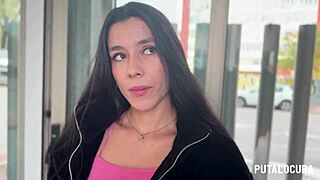 Picture this skinny latina rousse black getting caught by torbe and fucked raw with cum swallow